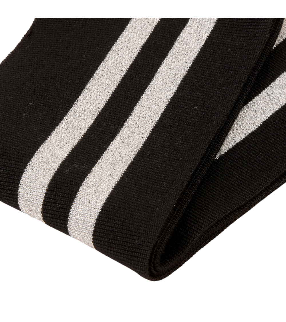 Ribbed edge band 1.2mx85mm black silver lurex