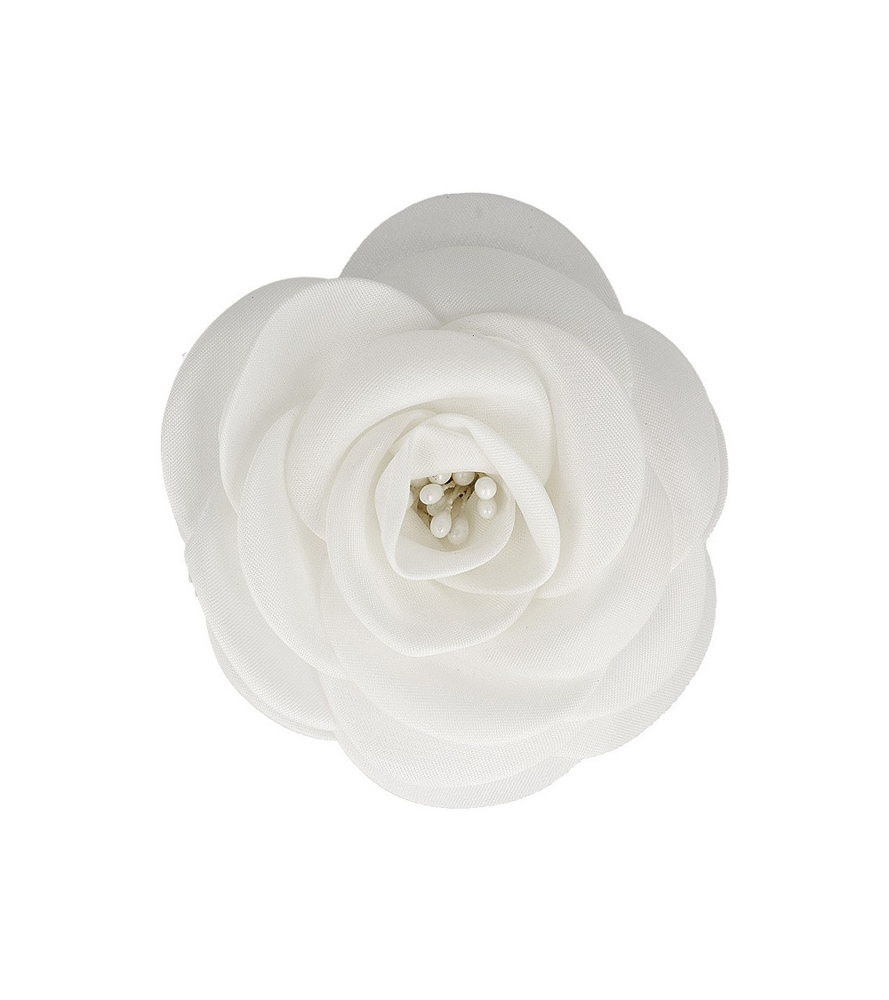 Broche fleur pistils blanc