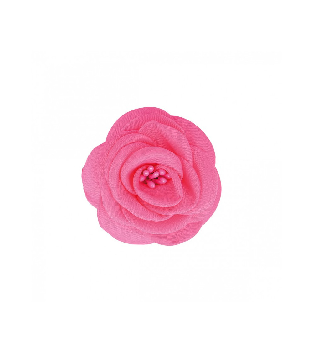 Fuchsiafarbene Stempelblumenbrosche