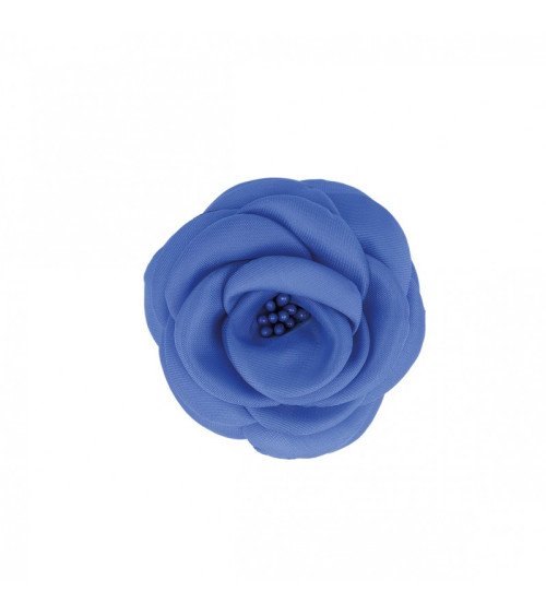 Broche fleur pistils bleu