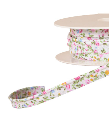 25m spool piping small liberty style flowers 10mm light pink