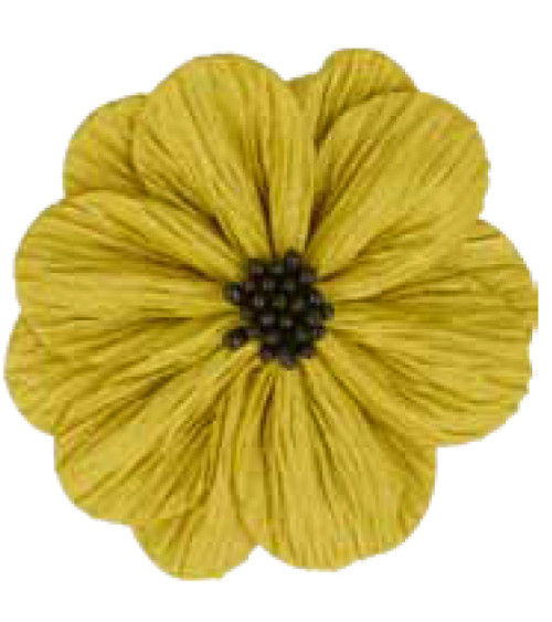 Fleur coquelicot jaune sur broche