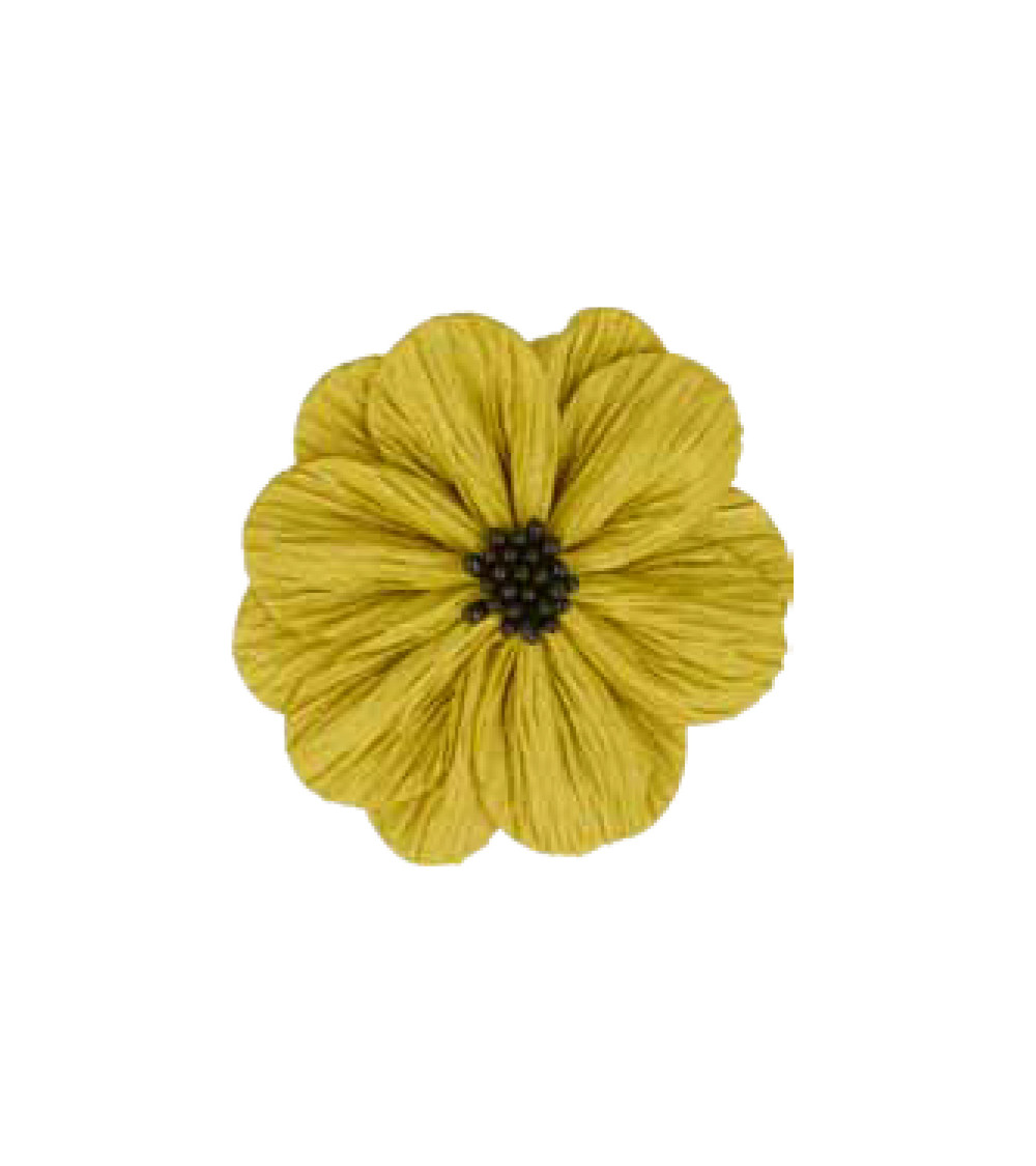 Yellow poppy flower on brooch