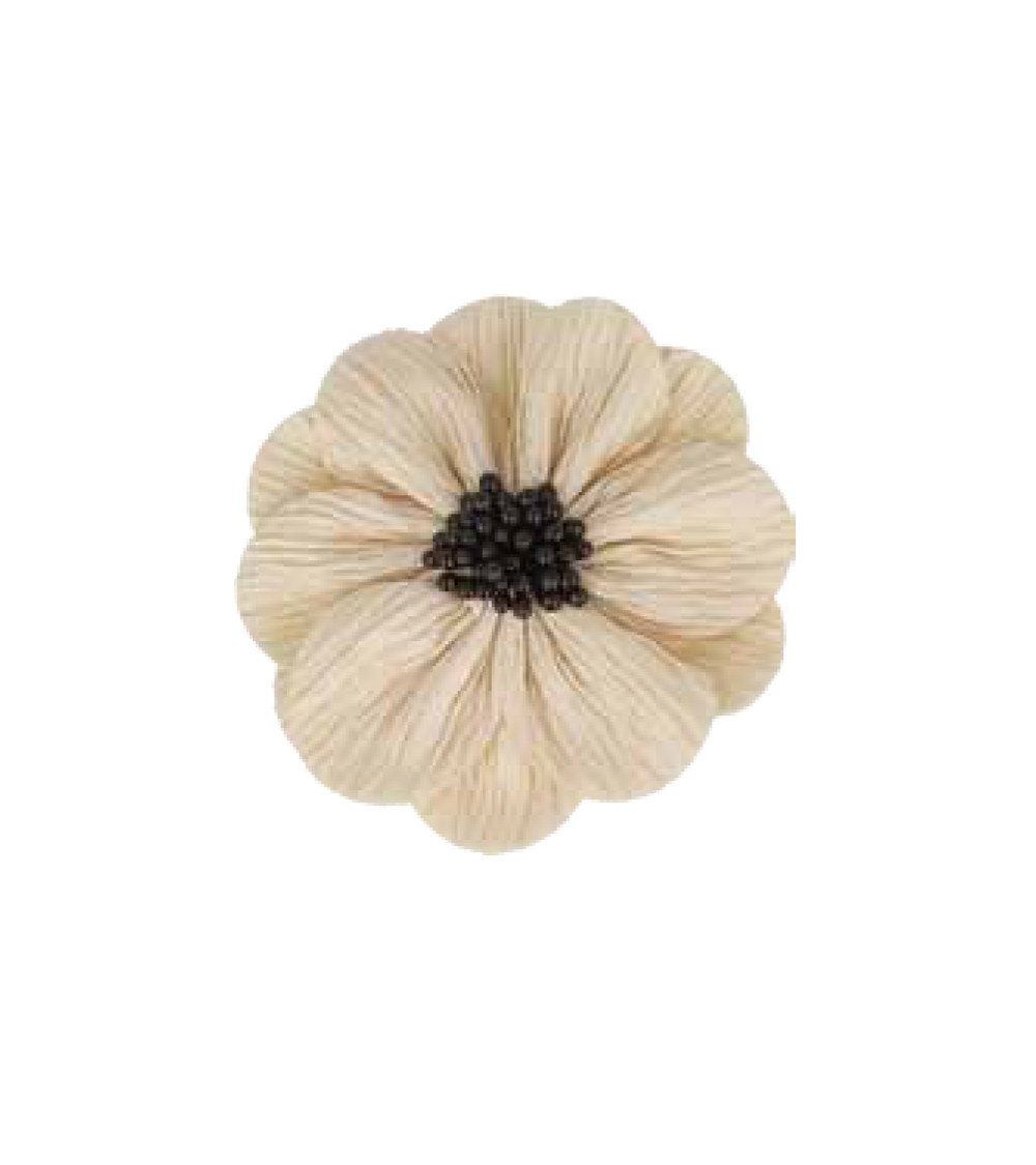 Fleur coquelicot beige sur broche