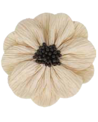 Beige poppy flower on brooch