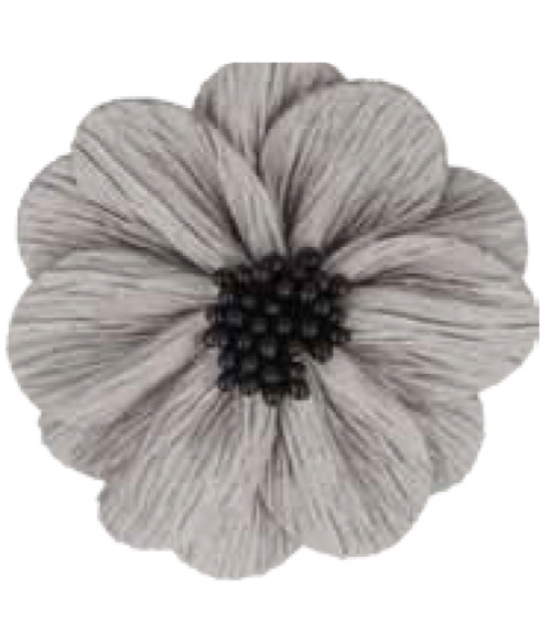 Fleur coquelicot gris clair sur broche