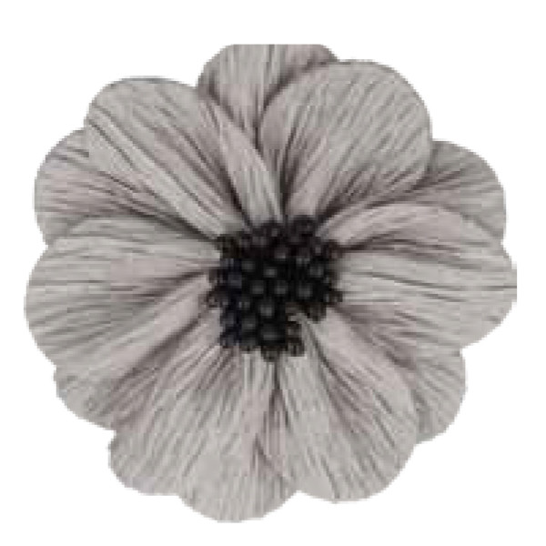 Fleur coquelicot gris clair sur broche