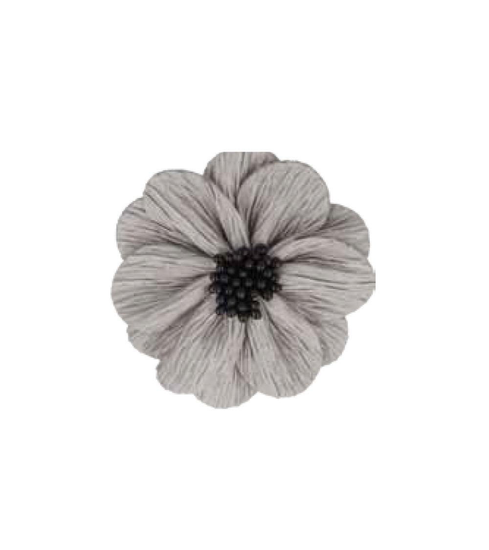 Fleur coquelicot gris clair sur broche