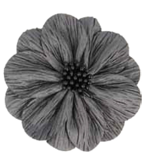 Fleur coquelicot gris foncé sur broche