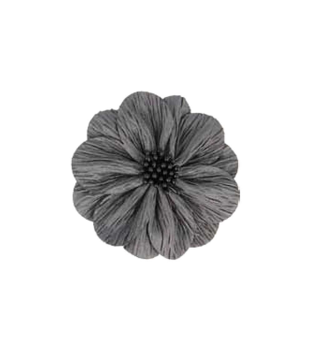 Dark gray poppy flower on brooch
