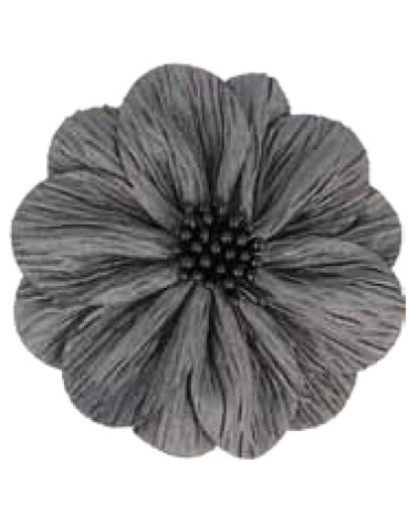 Dark grey poppy flower on brooch