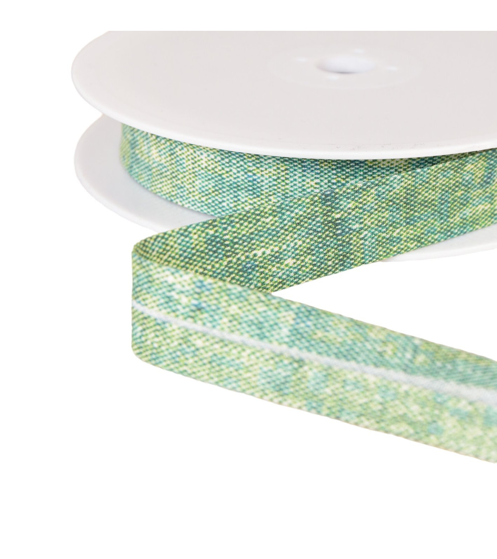 20mm dark green linen look bias binding per meter