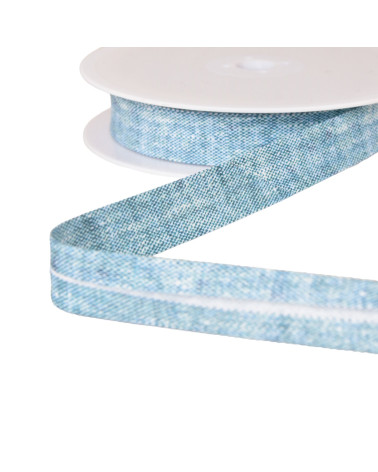 20mm linen look bias binding, turquoise blue, per meter