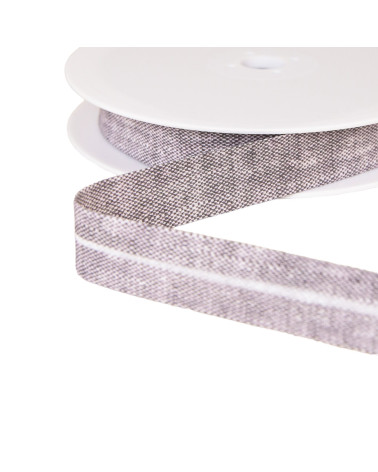 Schrägband in Leinenoptik, 20 mm, grauschwarz, pro Meter