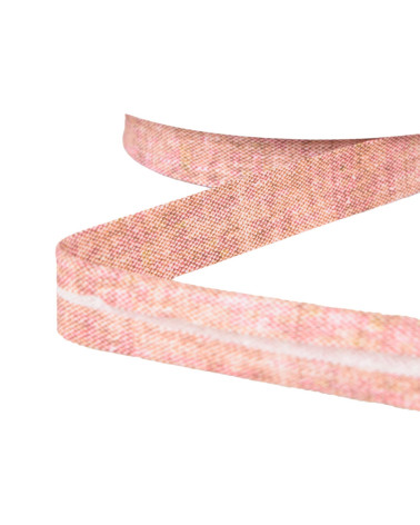 20mm linen look bias binding, old pink, per meter