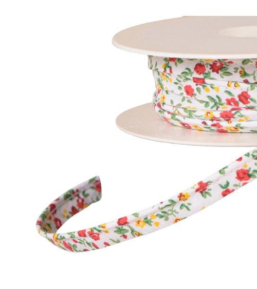 Paspelierung kleiner Blumen im Liberty-Stil, 10 mm, rot, pro Meter