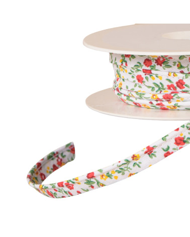 Paspelierung kleiner Blumen im Liberty-Stil, 10 mm, rot, pro Meter