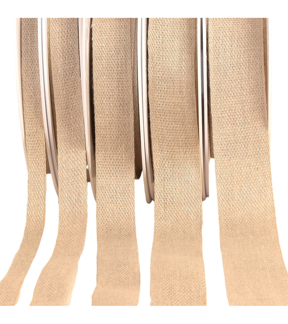 25m spool of taupe linen taffeta ribbon