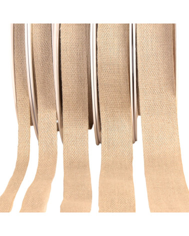 Bobine 25m ruban taffetas en lin taupe