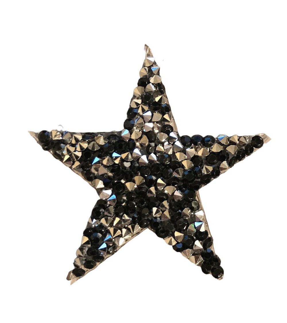 Ecusson étoile strass noire