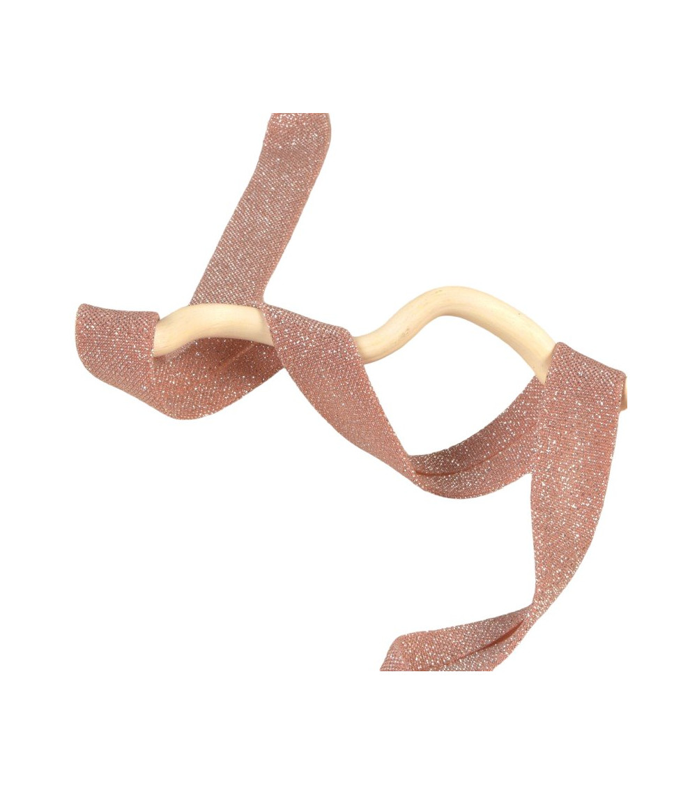 Lachsorange Glitzer, Schrägband, 20 mm pro Meter