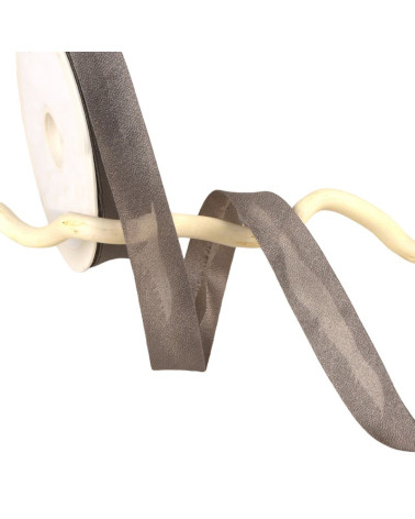Spool of 25m iridescent chocolate brown metal bias binding 20mm
