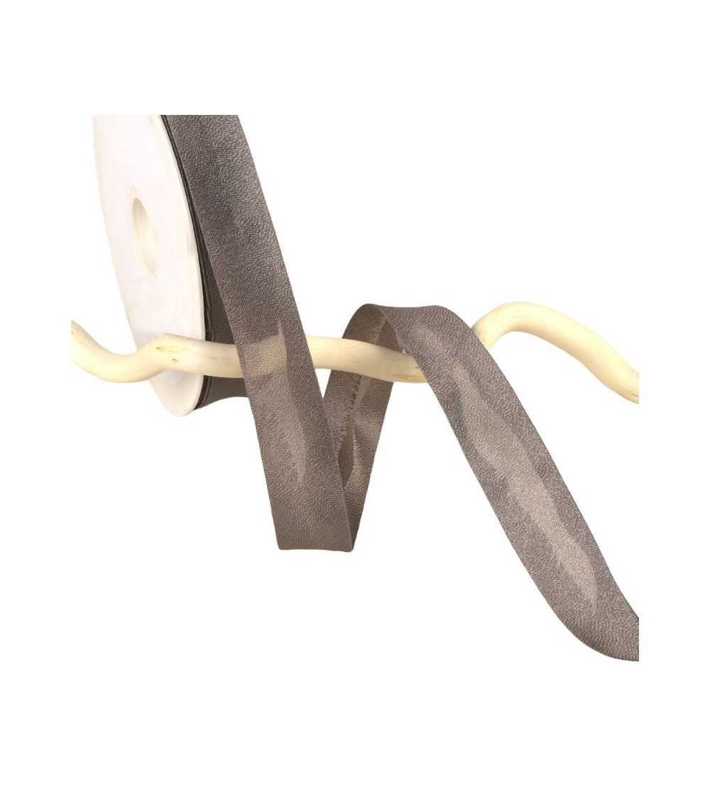 Chocolate brown iridescent metal bias binding 20mm per meter