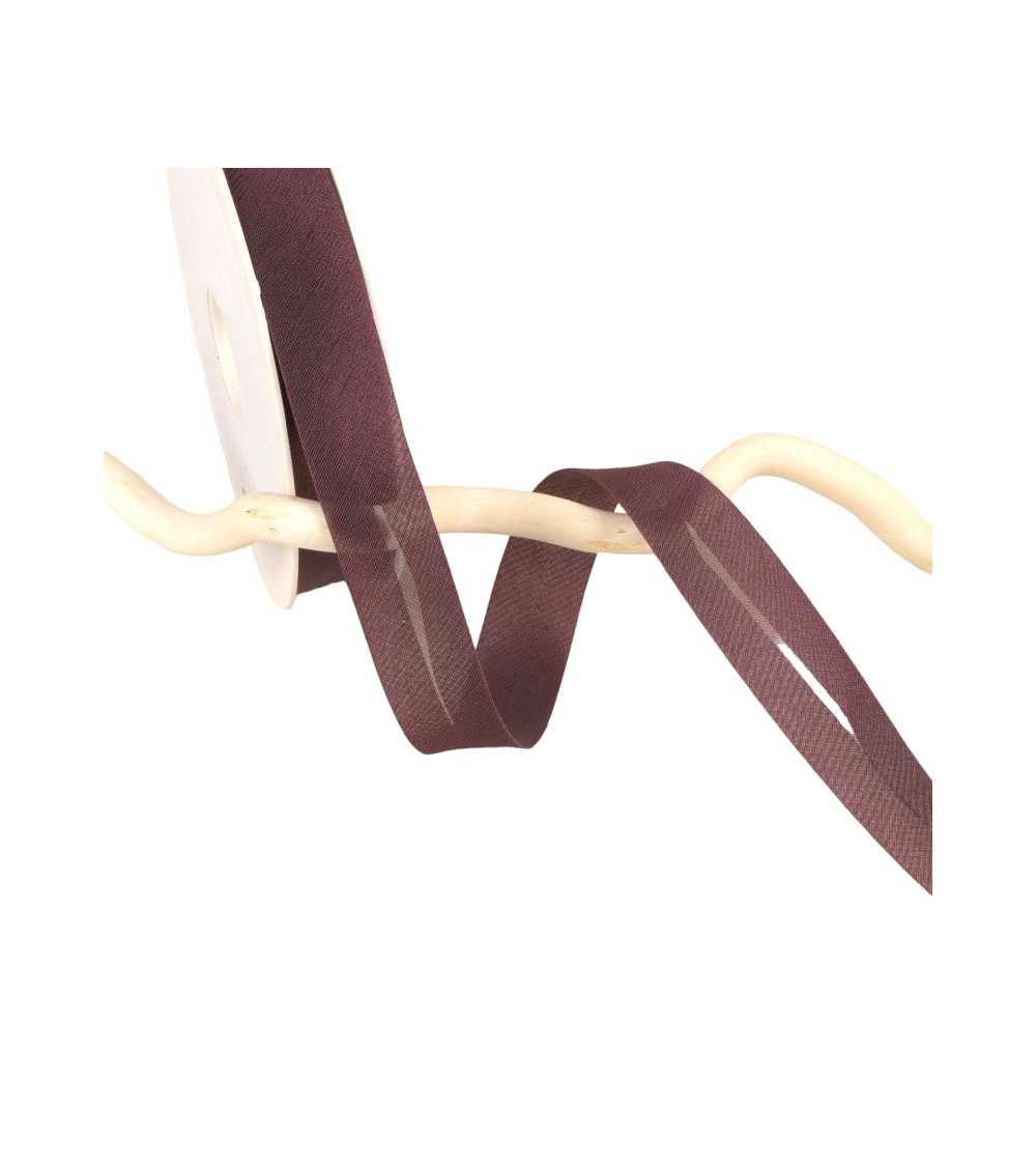 Spool of 25m iridescent metal bias binding, plum purple, 20mm