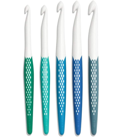 Scatola da 5 ganci ergonomici per lana Prym, misura da 7 a 12 mm