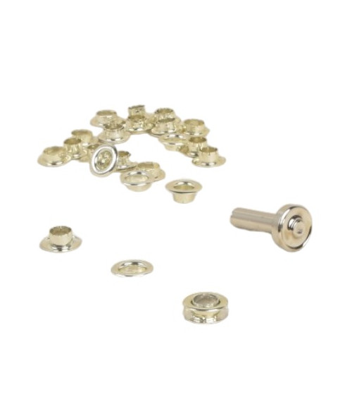 14 petits oeillets 8mm et outil couleur argent