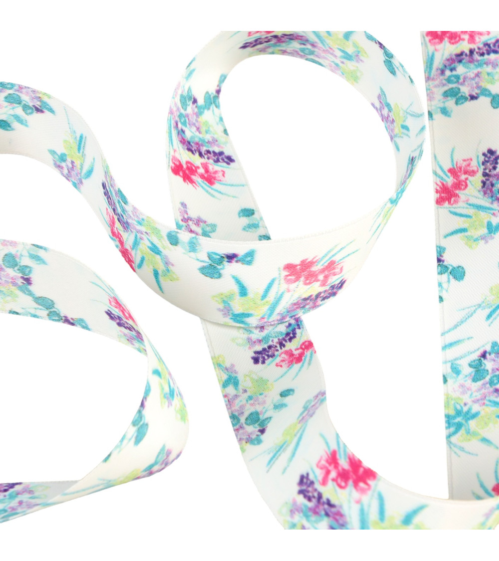 Reel 25m polyester bouquet ribbon 25mm nil green Made In France