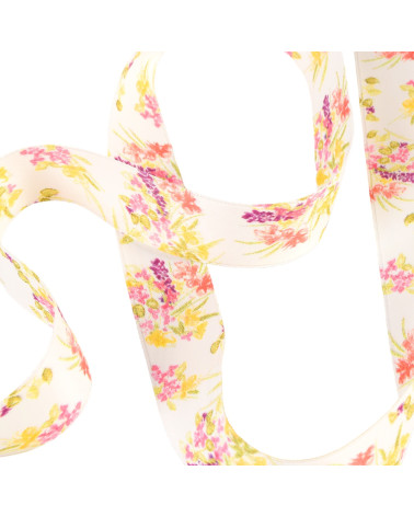 Reel 25m polyester bouquet ribbon 25mm yellow gold Made In France