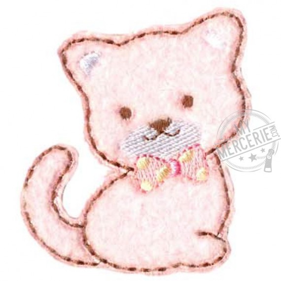 Ecusson thermocollant chat rose