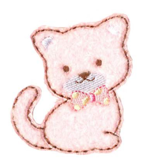 Pink cat iron-on patch