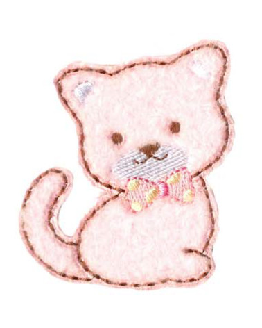 Pink cat iron-on patch
