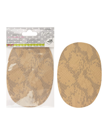 Juego de 2 coderas con apariencia de piel de serpiente beige antílope para planchar o coser 13,5 cm x 9 cm Fabricadas en Francia