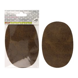 Lot de 2 renforts de coude thermocollants ou à coudre aspect cuir marron havane 13.5cmx9cm Fabriqué en France