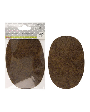 Lot de 2 renforts de coude thermocollants ou à coudre aspect cuir marron havane 13.5cmx9cm Fabriqué en France