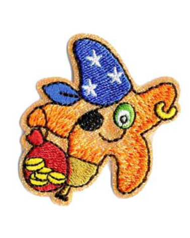 Pirate starfish iron-on badge