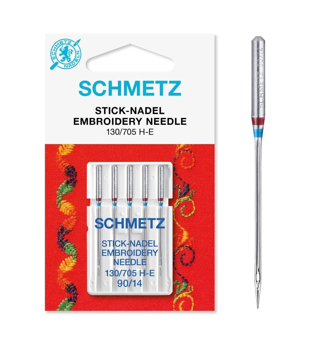 5 Schmetz universal embroidery needles 130/705 H-E size 90
