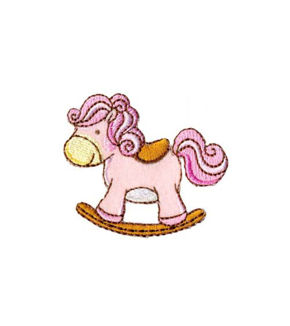 Pink rocking horse thermosticker patch