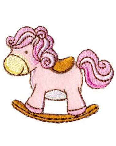 Pink rocking horse thermosticker patch