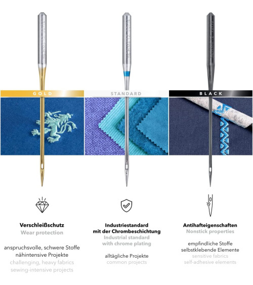 5 universal embroidery needles Schmetz Gold 130/705 H-ET size 75