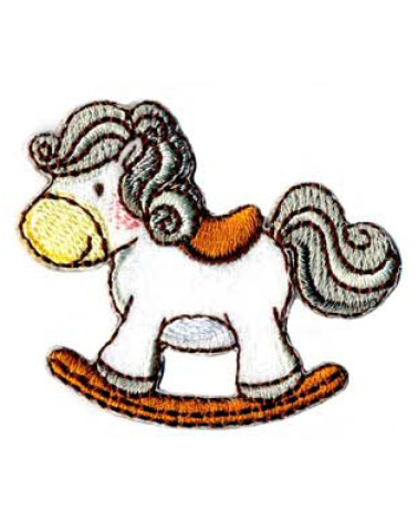 Patch termoadesiva cavallo a dondolo bianco