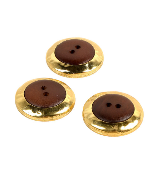 2-hole natural brown wooden button 31mm made in France