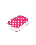 Pochette à couture 14cmx9cm Pois blancs sur fonds fuchsia