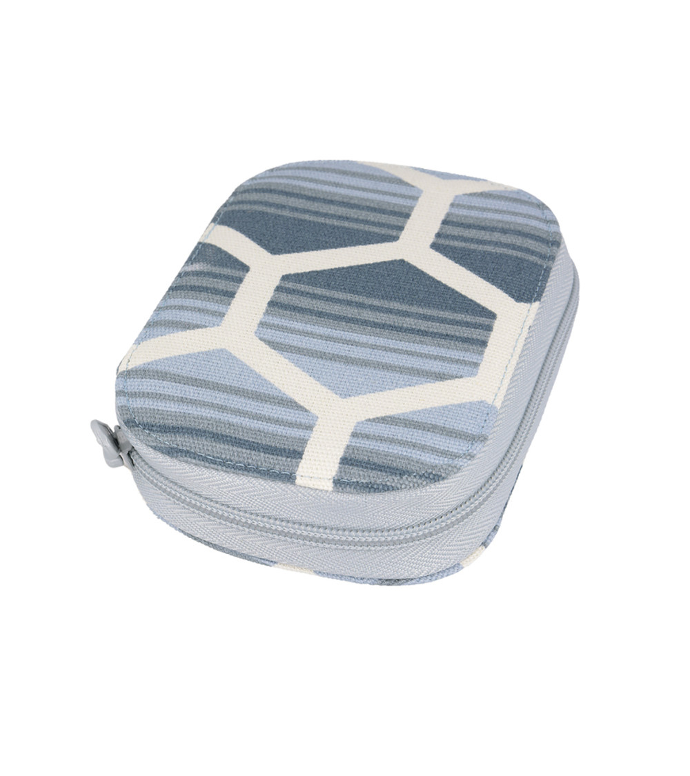 Sewing pouch 14cmx9cm blue honeycomb print