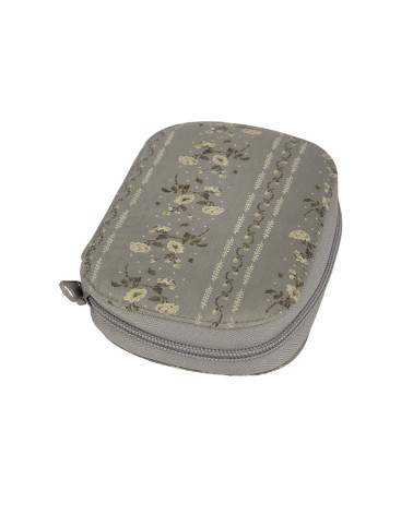 Sewing pouch 14cmx9cm flower print gray background