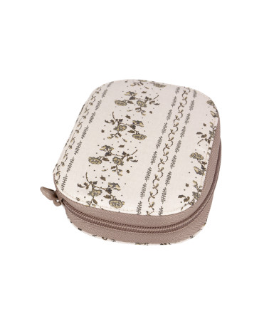Custodia da cucito 14x9 cm stampa fiori fondo ecrù