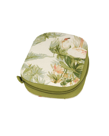 Custodia da cucito 14 cm x 9 cm con stampa di fenicotteri tropicali